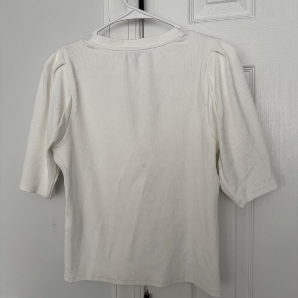 White House Black Market WHBM FORME™ Ribbed Stretch Henley - Picture 4 of 4